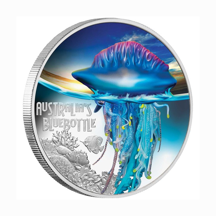 Tuvalu $ 1 Silber Bluebottle Jellyfish Deadly & Dangerous Serie 2024 PP
