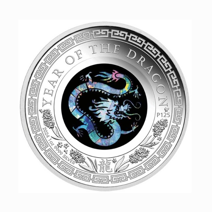 Australien $ 1 Silber Opalserie Lunar Drache 2024 1 oz Silber PP