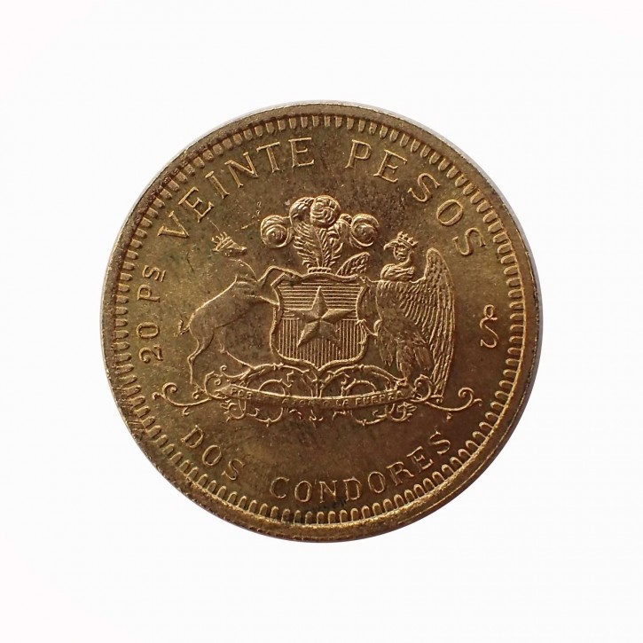 Chile 20/Veinte Pesos 1976 Gold
