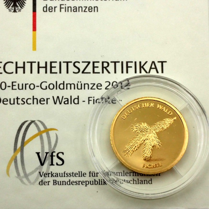 Deutschland 20 Euro Gold 1/8 oz Deutscher Wald 2012 - Fichte (D)