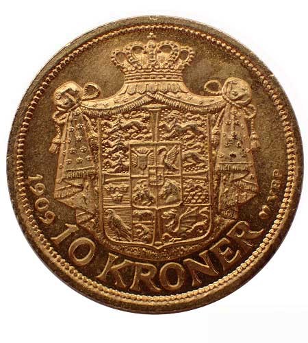 Dänemark 10 Kronen Gold 1909 Friedrich VIII