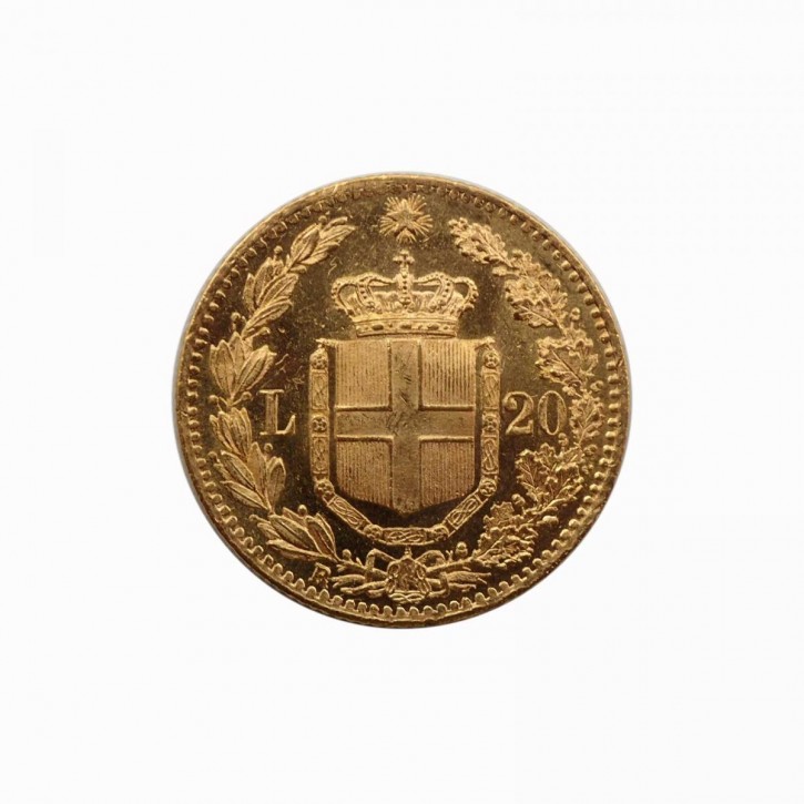 Italien 20 Lire Gold Umberto I. 1882