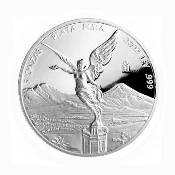 Mexiko Siegesgöttin/Libertad 2022 5 Onza .999 Silber Polierte Platte