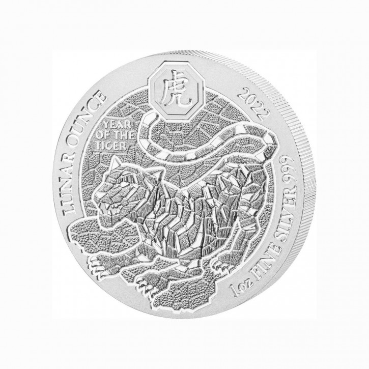 Ruanda 50 Francs 1 oz Silber Lunar Jahr des Tigers 2022 BU