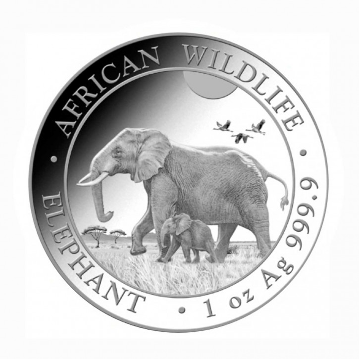 Somalia African Wildlife Elefant 1 oz Silber 2022