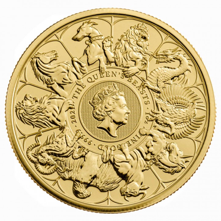 Großbritannien 1 oz Gold Queens Beast Completer Coin 100 GBP 2021