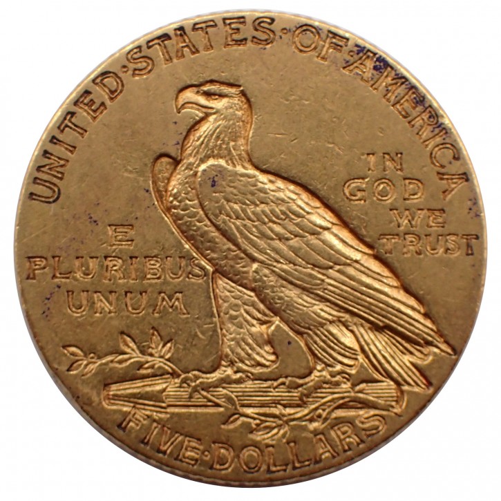 USA $ 5 Half Eagle Indian Head Gold 1911