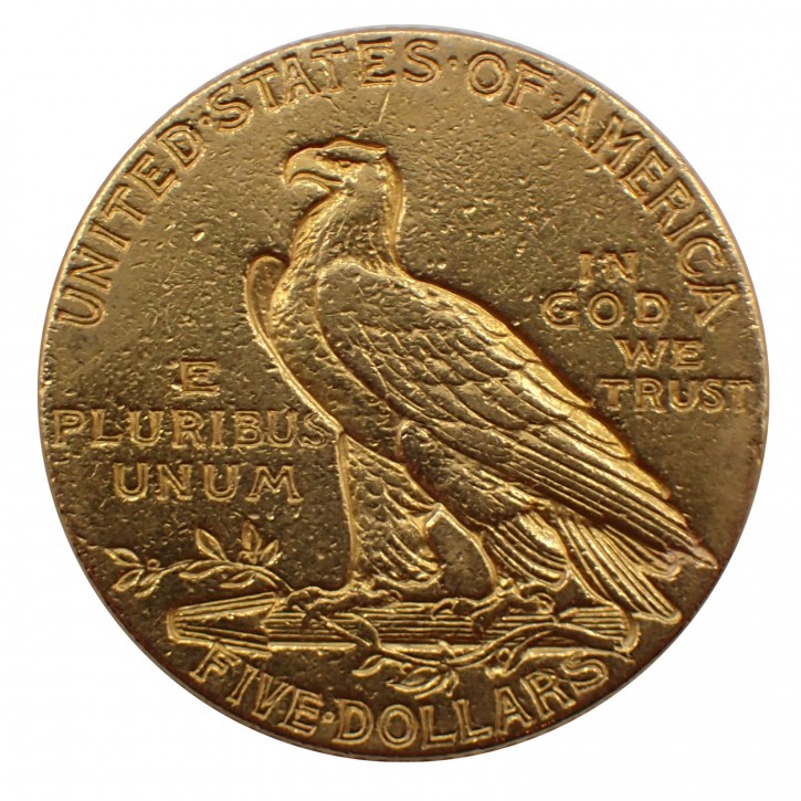 USA $ 5 Half Eagle Indian Head Gold 1913