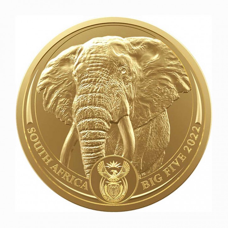 Südafrika 50 Rand Big Five Elefant 1 oz Gold 2022
