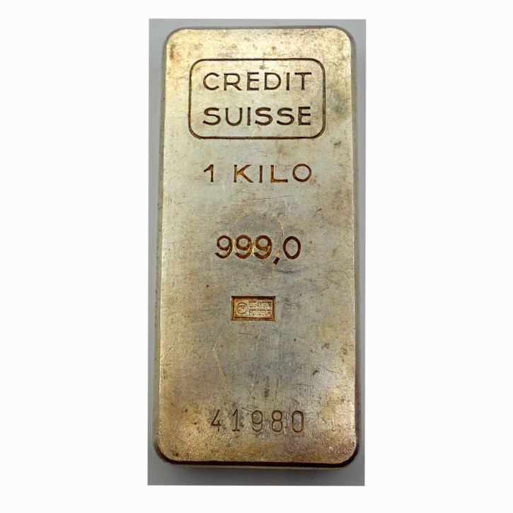 Credit Suisse Silberbarren 1 Kilo .999er Silber - alte Version