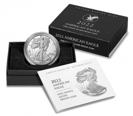 USA $ 1 Silver Eagle PP 1 oz .999 Silber 2022