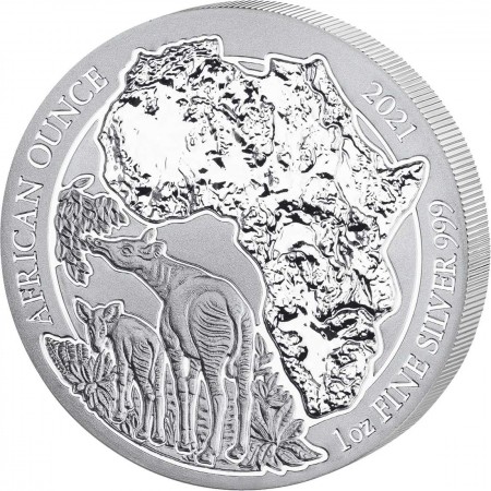 Ruanda 50 Francs 1 oz Silber African Ounce Okapi 2021 BU