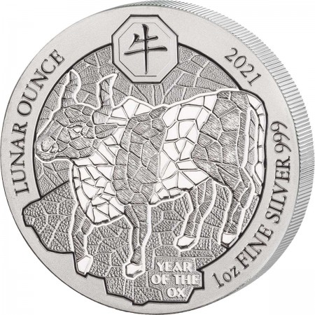 Ruanda 50 Francs 1 oz Silber Lunar Jahr des Ochsen 2021 BU