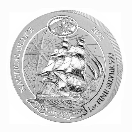 Ruanda 50 Francs 1 oz Silber Nautical Ounce USS Constitution 2022 BU