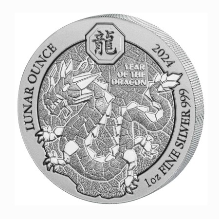 Ruanda 50 Francs 1 oz Silber Lunar Jahr des Drachen 2024 BU