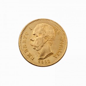 Italien 20 Lire Gold Umberto I. 1882
