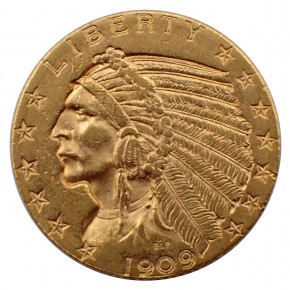 USA $ 5 Half Eagle Indian Head Gold 1909