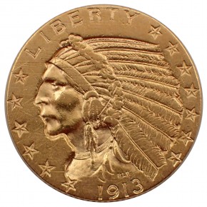 USA $ 5 Half Eagle Indian Head Gold 1913