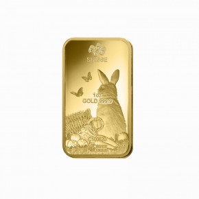 Goldbarren Lunarserie Pamp Suisse 31,1 g .9999 Gold Motiv Hase 2023
